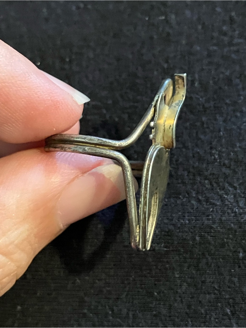 VTG Beaucraft Sterling Silver Mid Century Modern Cat Ring Adjustable - Picture 6 of 6